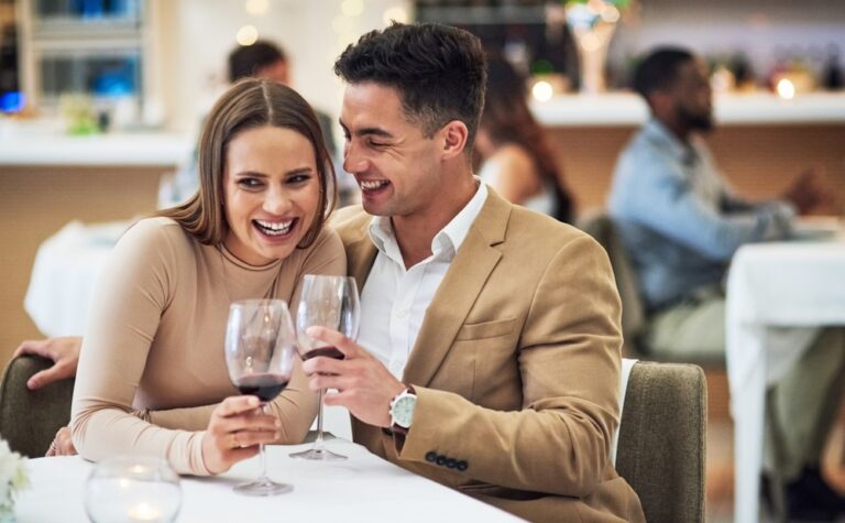 Love,,Wine,And,Happy,Couple,At,A,Restaurant,For,Valentines