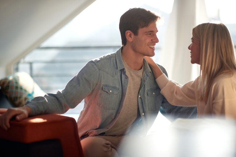 Caucasian,Couple,Bonding,And,Resting,At,Home